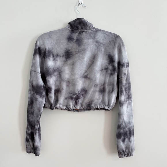 Garage Cropped Grey Tie Dye Quarter Zip Sweater - Picture 6 of 6